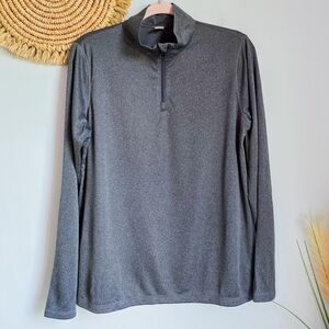 ALO Yoga, Charcoal Gray Quarter Zip Performance Pullover Shirt, Size Large